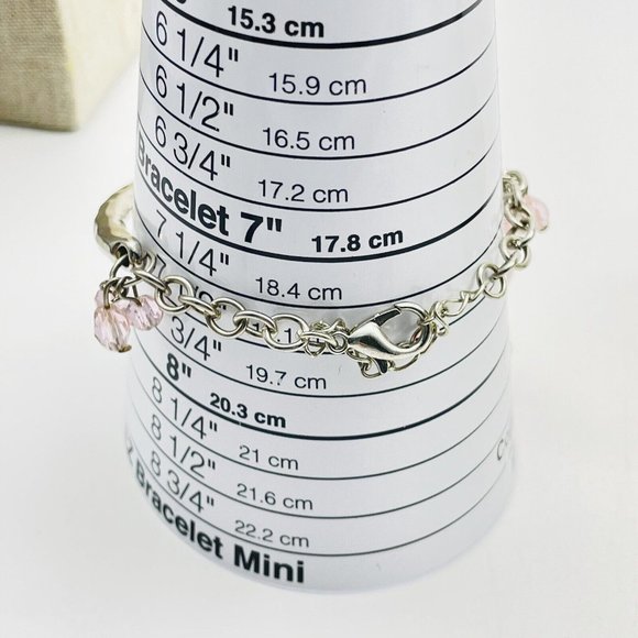 Pink Beaded Bracelet and Matching Ring Set Silver Tone Classic Career Cosplay - Picture 3 of 8